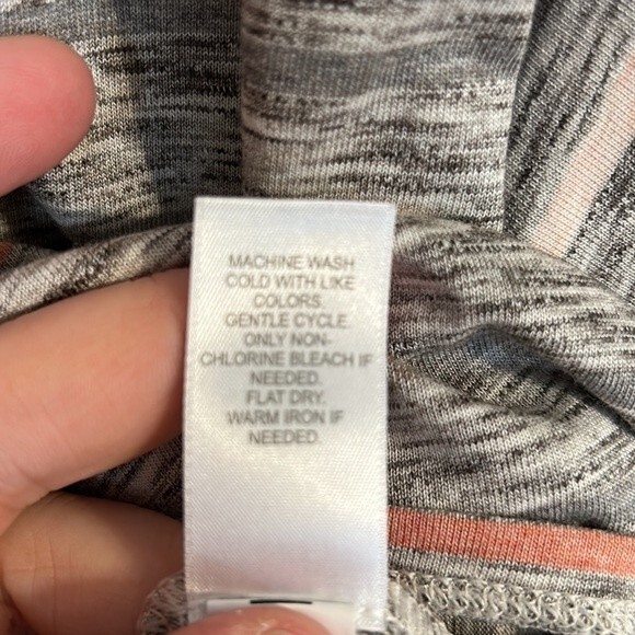 PURE JILL Size Medium Gray Tunic Peach Stripes Crewneck Pullover Modal Cotton - Picture 6 of 7